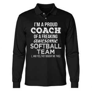 Softball Coach Long Sleeve T-Shirt Appreciation <b>Polo</b> Shirt Soft and Comfortable Design for Coaches - Product Image 2
