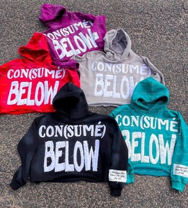 Pull à capuche en coton personnalisé pour hommes, lavage à l'acide, ourlet brut, coupe décolorée au soleil, coudre, appliquer, point de broderie, teinture - Product Image 2