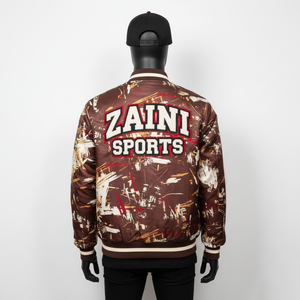 Chaqueta Bomber Satinada de Alta Calidad de 240 GSM, Diseño Artístico Bordado con Águila Dorada Marrón, Logotipo Personalizado Disponible, Chaqueta Satinada para Hombre - Product Image 2