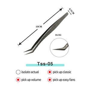 Pinzas de extensión de pestañas de acero inoxidable de gran cantidad con logotipo personalizado profesional Diseño puntiagudo Fabricado con fibra - Product Image 6