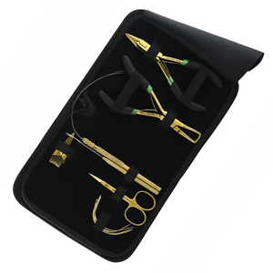 Handtied Hair Extension Tool <b>Kit</b> <b>Skin</b> &White Beads Pulling Loop Hook Tools Weft Extension Pliers Multi-Purpose Hair <b>Care</b> Styling - Product Image 5