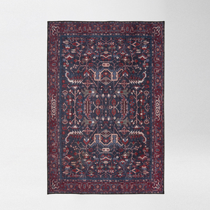 Alfombra Turca Art Deco Vintage, Color Azul Marino y Borgoña, Impresión Digital, Diseño Ornamental Tradicional, Lavable, Plegable, ODM - Product Image 6