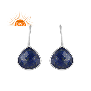 Vente chaude en argent Sterling naturel Lapis Lazuli pierres précieuses balancent boucle d'oreille bijoux personnalisés pour les femmes cadeau pour elle - Product Image 1