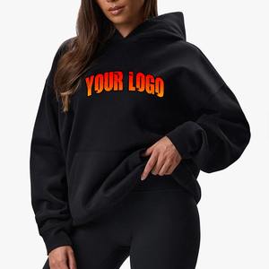 Custom 3D Puff Printing Oversized Women <b>Sweatshirt</b> Outdoor Travel Activewear Spring Thick <b>Ladies</b> Fashion <b>Black</b> Hooded <b>Sweatshirt</b> - Product Image 6