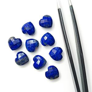 Cuentas de piedras preciosas en forma de corazón talladas a mano facetadas de lapislázuli natural, abalorios de Briolette tallados en cristal sueltos de lapislázuli de 10mm - Product Image 3