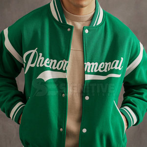 Custom Fit Men's Letterman Winter <b>Jacket</b> <b>with</b> Stand Collar Canvas Fabric Ribbed Cuffs Breathable Windproof Design <b>Fleece</b> <b>Lining</b> - Product Image 4