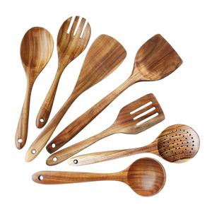 Ensemble de cuillères en bois naturel de haute qualité Ensemble de cuillères de service et de cuisine Articles d'organisateur de cuisine Articles d'accessoires de cuisine. - Product Image 3