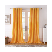 Rideau de salon demi-blanc à expédition rapide 140x260cm 240 GSM en coton crème traditionnel à motif floral vert avec pompons pour centres de villégiature et spas