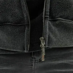 เสื้อฮู้ดมีซิปแบบหนาสีไม่เป็นกรดเสื้อสเวตเตอร์มีฮู้ดผ้าเกล็ดปลามีซิป - Product Image 5