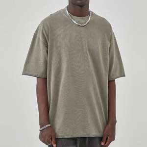 High Street Cut and Sew Camiseta Heavyweight Tee Hombres Gimnasio de alta calidad Camiseta de lavado vintage de gran tamaño - Product Image 5