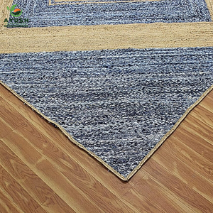 Tapis pour chambre rectangulaire en jute 100% et toile tapis personnalisés tressés à la main - Product Image 2