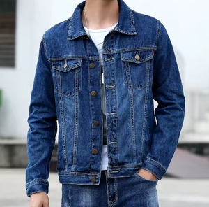<b>Black</b> Denim <b>Jacket</b> Men Solid Color Washed Cotton <b>Jean</b> Coat Multi Pocket Snap Front Custom Logo OEM - Product Image 4