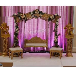 Antique Style Wooden Jhula for Wedding Ceremony Decor Wedding <b>Swing</b> <b>Seat</b> for Mehndi Night Rajwada Wooden Carved Wedding Jhula <b>UK</b> - Product Image 1