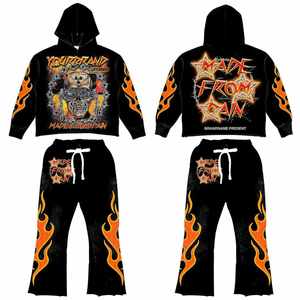 Nuevo Chándal Deportivo de Moda con Estampado Personalizado, Cortavientos, de Invierno, 100% Algodón, Ligero, Liso, Teñido, Vintage, para Hombre - Product Image 3