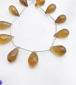 ลูกปัดหยดน้ำควอตซ์สีน้ำผึ้งทรงเหลี่ยม l ลูกปัดหยดน้ำควอตซ์สีน้ำผึ้งทรงเหลี่ยมจากธรรมชาติสำหรับทำเครื่องประดับอัญมณี - Product Image 2