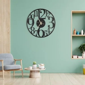 นาฬิกาแขวนผนังโลหะสีดำทรงกลมที่ออกแบบมาอย่างโดดเด่นเหนือกาลเวลาเหมาะสำหรับบ้านสำนักงานและผนังห้องนอนที่ทันสมัย - Product Image 3