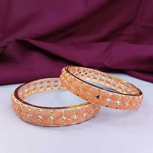 เครื่องประดับเจ้าสาวชุดกำไลอินเดียแบบดั้งเดิมเครื่องประดับงานแต่งแบบอินเดียสำหรับผู้หญิงสีพีช - Product Image 2