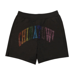 High Street Style 100% Cotton <b>Slim</b> <b>Fit</b> Mid Waist Party <b>Shorts</b> with Rhinestones Solid Pattern Custom Tag for Summer-OEM Wholesale - Product Image 1