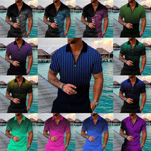 Tenue de jogging à fermeture éclair pour homme taille américaine ensemble short de survêtement polo décontracté à manches courtes short respirant délavé deux pièces - Product Image 5