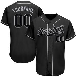 Benutzer definiertes schwarzes schwarz-graues authentisches Baseball trikot - Product Image 1
