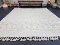Tapis Touffeté Lavable pour Salon, Géométrique Blanc, Tapis d'Ambiance Déco Cool, Douillet Style Bohème, Tapis Moderne pour Chambre à Coucher