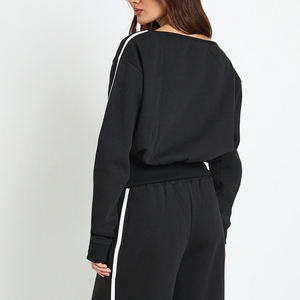 Tracksuit With Pullover Full Sleeves <b>Top</b> <b>And</b> Drop Shoulder Crew Nick Design With Straight Leg <b>Trousers</b> With Side Stripes Design - Product Image 5