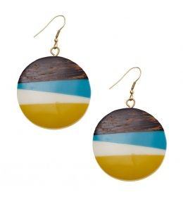 Statement <b>Gold</b> Foil Black White <b>Wooden</b> Resin Handmade Angel Model Heart Shape Square Round Geometric Drop Earrings - Product Image 6