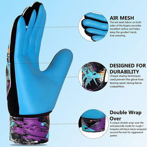 Professional Latex Waterproof Breathable Soccer Goalkeeper <b>Gloves</b> Adjustable Wrist Strap Full Finger Protection <b>Lace</b> Closure - Product Image 4