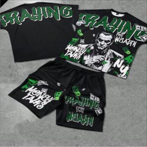 Streetwear d'été 2 pièces au design personnalisé pour hommes, ensemble de shorts et t-shirts respirants et à la mode, sérigraphie personnalisable - Product Image 5