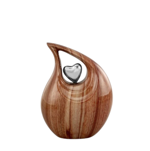 Urna en Forma de Lágrima con Acabado de Madera - Urna de Cremación de Metal Sólido - Urnas Funerarias y Conmemorativas de Diseño Único para Cenizas Humanas - Product Image 2