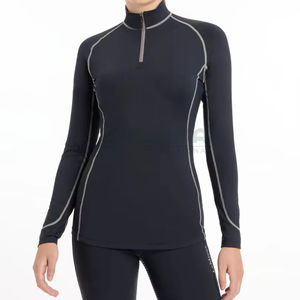 Couches femmes équitation haut de compression à manches longues avec construction sans couture tissu à séchage rapide et flexible à quatre voies - Product Image 1