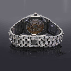 Meilleure vente Glacé VVS Clarté Moissanite Diamant Clouté En Acier Inoxydable Cristal Montre D'affaires Style Hip Hop De Haute Qualité - Product Image 4
