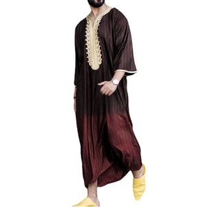 Dernière conception imprimée Jubbah Thobe islamique musulman mode décontracté respirant grande taille à manches longues vêtements islamiques - Product Image 6