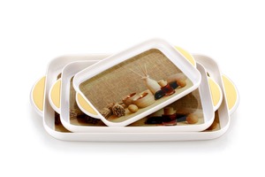 Juego de bandejas de servicio de 3 piezas de primera calidad, elegante organizador de mesa de cocina duradero, elementos esenciales decorativos para el hogar y el entretenimiento - Product Image 4