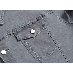 Chaqueta vaquera de manga larga para hombre, ligera, desgastada con tela vaquera de alta calidad y de primera calidad - Product Image 3