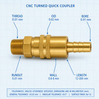 Raccord rapide usiné CNC sur mesure, embout cannelé pour tuyau OEM, vis à visser et corps de valve – Vente en gros directe usine
