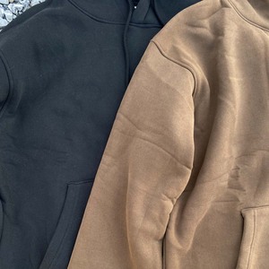 Haute qualité hommes gris foncé/marron couleur unie grande taille rétro Street Style sweat à capuche veste coupe ample haut 2025 - Product Image 3