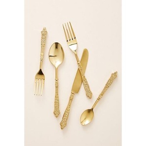 Juego de cubiertos de metal dorado rosa de tendencia para decoración contemporánea de comedor, bodas, fiestas de cumpleaños y comidas elegantes - Product Image 6