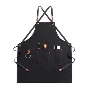 Tabliers en toile durables et tendance avec logo personnalisé et 2 poches pour hommes et femmes - Product Image 4