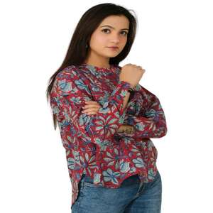 เสื้อโบฮีเมียนผ้าฝ้ายสำหรับผู้หญิงเสื้อพิมพ์ลายบล็อคน้ำหนักเบาเสื้อเชิ้ตสไตล์ฮิปปี้ลำลองแขนยาวฤดูร้อน - Product Image 2