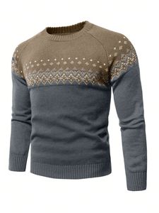 Pull d'hiver pour homme en tricot jacquard coton/acrylique uni 380g, confortable, anti-froissement, anti-boulochage, tendance 2025 - Product Image 5