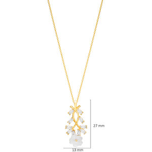 Chic Flower Charm Marquise CZ Stone <b>Summer</b> Collection Pendant Necklace Wholesale 925 Sterling Silver Jewelry - Product Image 2