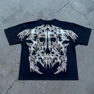 T-shirt graphique bleu, design oversize, streetwear, tee-shirt en coton, haut décontracté, mode - Product Image 6