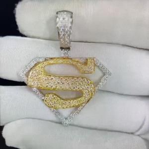 Personalizable 14K chapado en oro amarillo Moissanite diamante colgante mejorado VVS claridad diseño personalizado joyería fina para fiesta HipHop - Product Image 4
