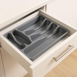 Big Size Eco-Friendly <b>Plastic</b> Spoon <b>Drawer</b> Organizer Compartments Space-Saving Kitchen Cutlery Tray for Tableware Knives - Product Image 2