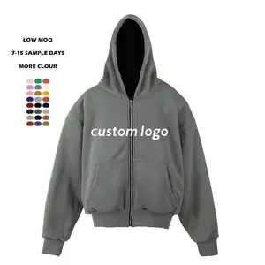 Customized 100% Cotton Custom Washed Zip Up Hoodie