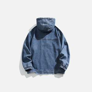 Sudadera con Capucha de Mezclilla para Hombre 2026, 100% Algodón, Estilo Vintage Lavado, Corte Regular, Chaqueta de Invierno, Estilo Urbano Americano - Product Image 3