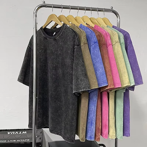 T-shirt pour homme en coton 100% lourd, surdimensionné, respirant, avec logo personnalisé, vintage, délavé à l'acide, délavé - Product Image 1