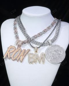 Glacé fait à la main or Moissanite personnalisé lettre pendentif 925 argent Sterling unisexe audacieux cadeau personnalisé prix usine diamant - Product Image 1