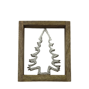 Juego de 2 árboles de aluminio y mármol con Base, Color plateado y verde, luz de Navidad de tamaño pequeño para decoración de Festival y Mesa - Product Image 5